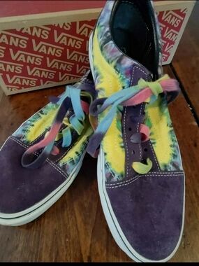 Vans Tie-Dye Yellow & Purple Low Top Sneakers